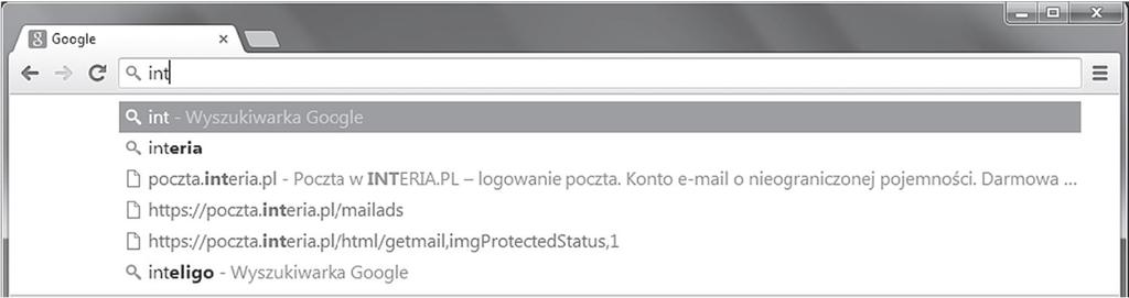Sugestie ułatwiają wpisywanie szukanych haseł lub stron. Dzięki nim nie musimy wpisywać całego zapytania, wystarczy wybrać podpowiedź klikając ją.