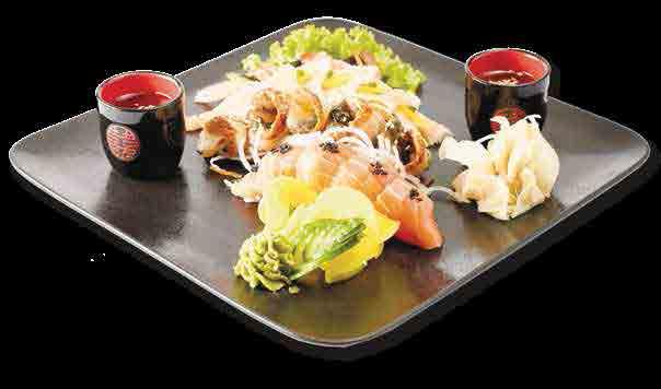 SASHIMI sumo (duże sashimi) 83,00 5 ryb po 5 kawałków podane z glonami i warzywami