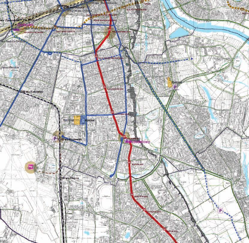 ceniu połączenia tramwajowego w tym kierunku, lecz z wykorzystaniem w różnym zakresie korytarza ulicy Sobieskiego, wzdłuż którego wybudowano wysoką zabudowę Stegien i Sadyby.