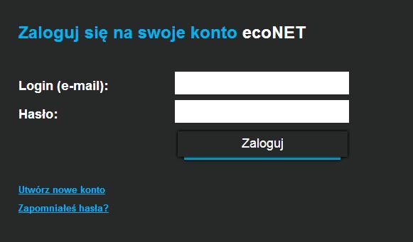 OBSŁUGA LOGOWANIE DO KONTA econet Moduł internetowy Net Control współpracuje z serwerem zewnętrznym dostępnym pod adresem www.econet24.