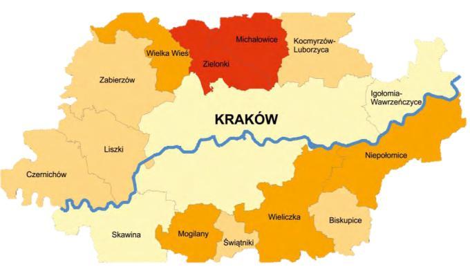 Źródło: Strategia Zintegrowanych Inwestycji Terytorialnych dla Krakowskiego Obszaru Funkcjonalnego Krakowski Obszar Funkcjonalny został zidentyfikowany w projekcie RPO WM jako delimitacja interwencji