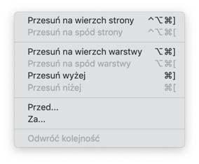 Obiekty są ułożone na rysunku jeden nad drugim, zwykle w kolejności ich tworzenia lub importowania.
