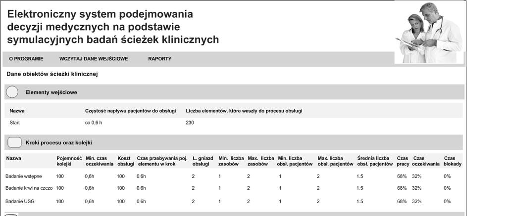 5. Wygenerowanie pliku z danymi do SIMUL8 - w tym kroku system na podstawie wyników procesu podejmowania decyzji generuje plik wejściowy do SIMUL8. Rys.5. Wyświetlenie danych Fig.5. Display data 3.