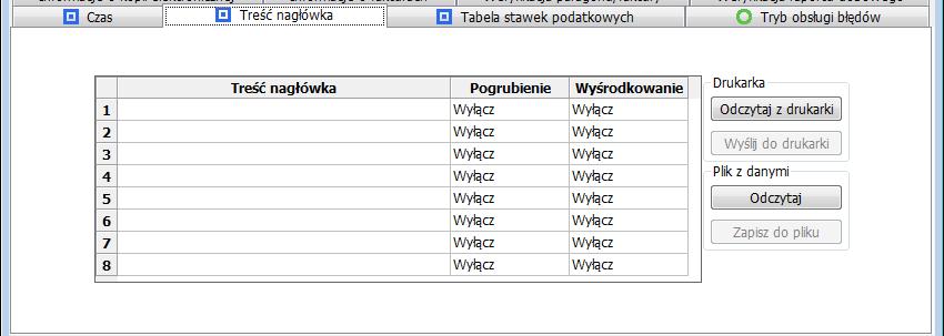 Rozdział Obsługa i korzystanie z informacji Treść nagłówka Istnieje możliwość zmiany informacji drukowanych w nagłówku paragonu. Można ustawić do ośmiu wierszy (do 44 znaków na wiersz). 4 5 6 7 Poz.