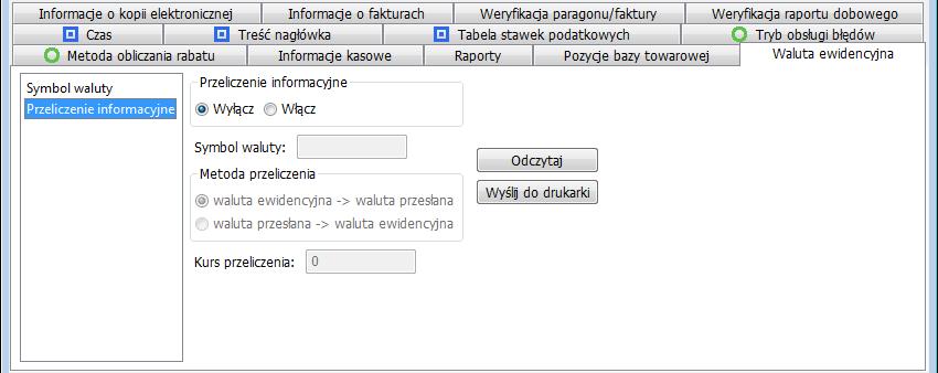 Zmiana kursu wymiany Otwórz kartę [Waluta ewidencyjn]. L 4 5 Wybierz opcję [Przeliczenie informacyjne] z listy L. Poz.