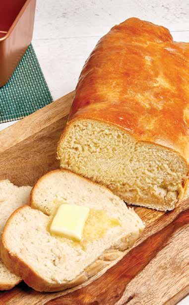 BIAŁY CHLEB BIAŁY CHLEB Składniki na 1 bochenek 2 głęboko mrożone ciasta chlebowe, rozmrożone ½ kostki masła, stopionego Przygotowanie: 1. Włóż ciasto do prostokątnej formy. 2. Przykryj wilgotną ścierką i umieść w urządzeniu Power AirFryer Multi-Function.