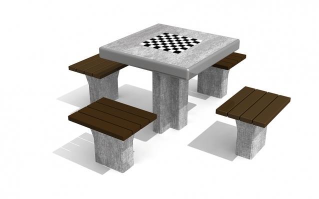 c) Stolik do gry w szachy (2szt.) z siedziskami wykonany jest z betonu B30, zbrojonego drutem fi 8.