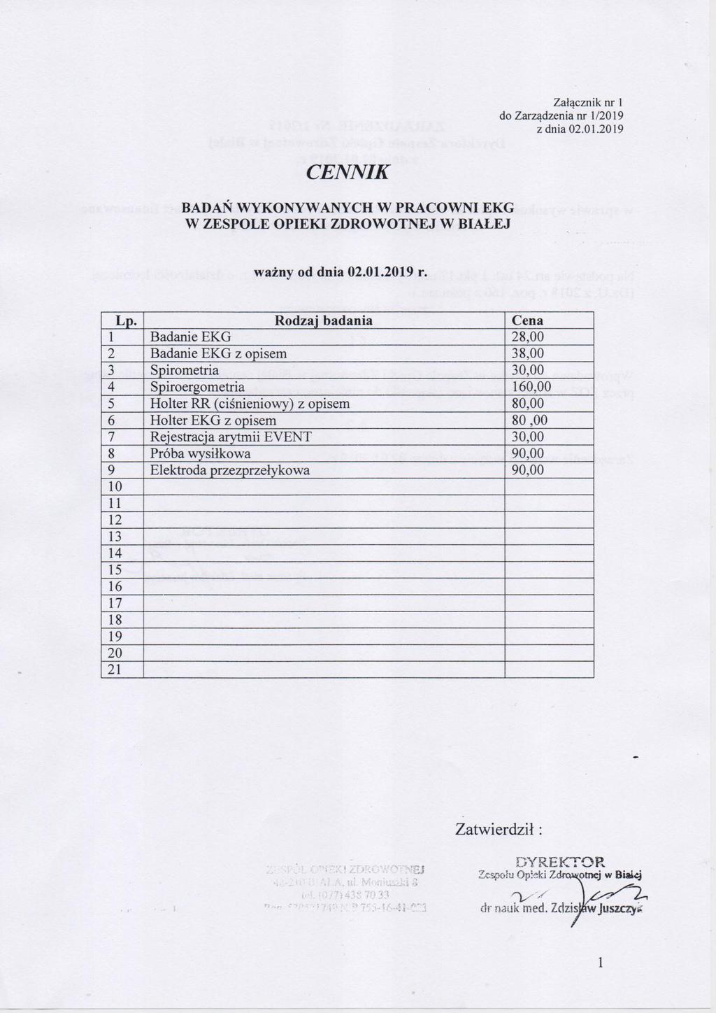 Załącznik nr 1 2 dnia 02.01.