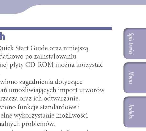 Informacje o instrukcjach Do odtwarzacza dołączono Skróconą instrukcję obsługi oraz niniejszą Instrukcję obsługi w formacie PDF.