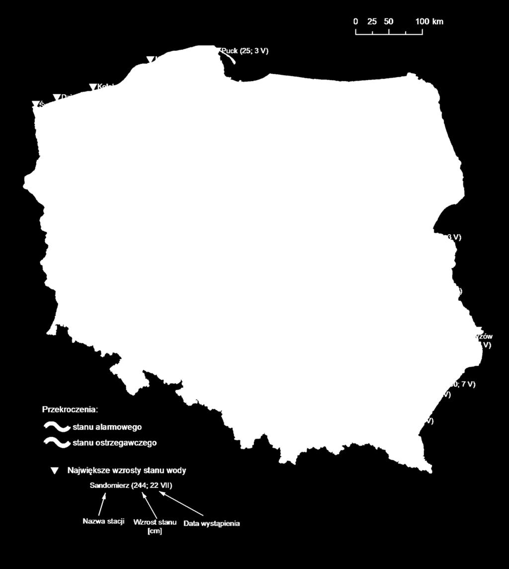 4. Przekroczenia stanów ostrzegawczych i alarmowych oraz najwyższe dobowe wzrosty