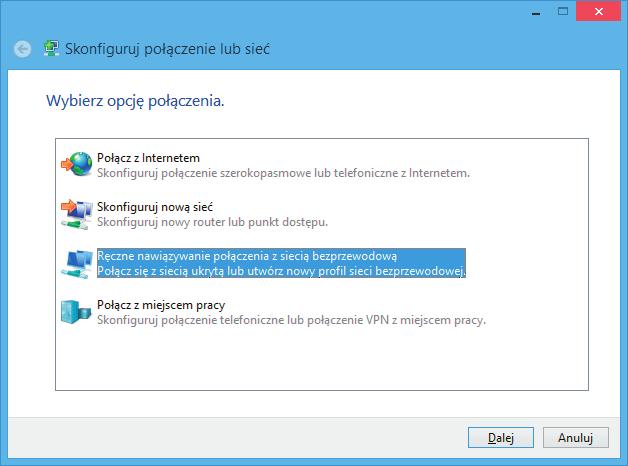Krok 5: Wybierz Skonfiguruj nowe połączenie lub nową sieć.