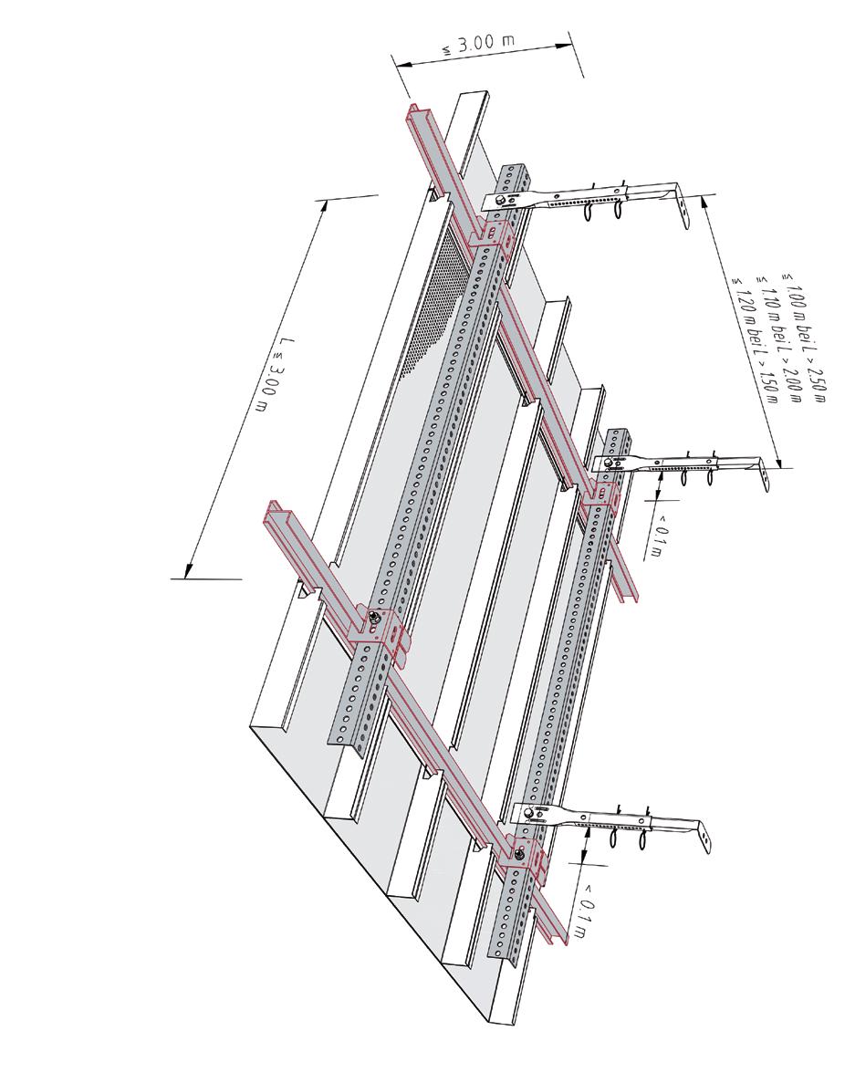 Standardkonstruktion mit H-Profil - Noniusabhänger Konstrukcja standardowa z H-profil - wieszak noniuszowy u w y r e t Detail A Detail C q i Detail B Normbedarf: Zużycie normatywne: Bedarf / m 2
