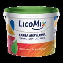 FRY WEWNĘTRZNE LIO MIX W Farba wewnętrzna akrylowa LIO MIX W jest wewnętrzną farbą akrylową na bazie kopolimerów akrylowych, wypełniaczy mineralnych, pigmentów, wody oraz konserwantów i środków