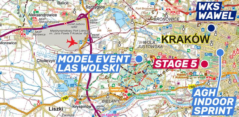 Event, Indoor Sprint oraz siedzibę WKS Wawel biuro zawodów oraz