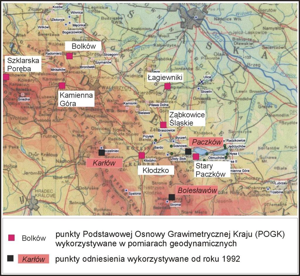 In situ data Dwa typy grawimetrów względnych: LaCoste&Romberg model G i Scintrex CG-3M Kalibracja przed każdą kampanią na przęsłach POGK (od 2008 pomiędzy punktami