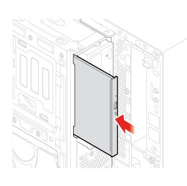 Rysunek 21. Instalowanie wspornika napędu optycznego Rysunek 22. Instalowanie napędu optycznego 6. Podłącz kabel sygnałowy i zasilający do nowego dysku optycznego. 7.