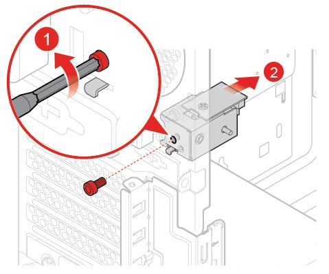 Rysunek 108. Usuwanie blokady elektronicznej Rysunek 109. Instalowanie blokady elektronicznej 5. Zainstaluj z powrotem usunięte części. Wymiana części: patrz Kończenie wymiany części na stronie 71.