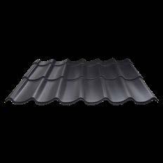 ToplineL - blacha dachówkowa (niski profil LPAL) Grubość rdzenia stalowego: 0,50 mm Długość modułu: 350 lub 400 mm Waga/m 2 : ~ 5 kg Szerokość modułu: 180 mm Szerokość kryjąca: 1100 mm Classic,