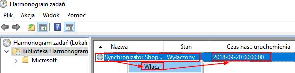 Rysunek 132 Jeżeli wystąpienie zadania dla programu ma stan: gotowy, a pomimo to zadanie się nie wykonuje zgodnie z zaplanowanym harmonogramem, należy klikając prawym przyciskiem myszy wybrać