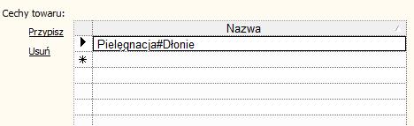 Aby przyporządkować kategorie dodatkowe, należy w Subiekcie utworzyć cechy towarów (administracja słowniki cechy towarów), których nazwa będzie ścieżką do kategorii
