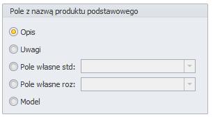 towaru w Subiekcie, (Pole uwagi znajduje się w kartotece towaru na zakładce opis) utworzone wcześniej pole standardowe w Subiekcie, (Pole standardowe można utworzyć wybierając kolejno administracja