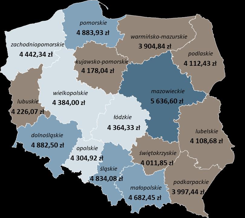 WYNAGRODZENIA W SEKTORZE PRZEDSIĘBIORSTW* Powyżej 5 084,00 zł 4 668,00 zł - 5 084,00 zł 4 252,00 zł - 4 668,00