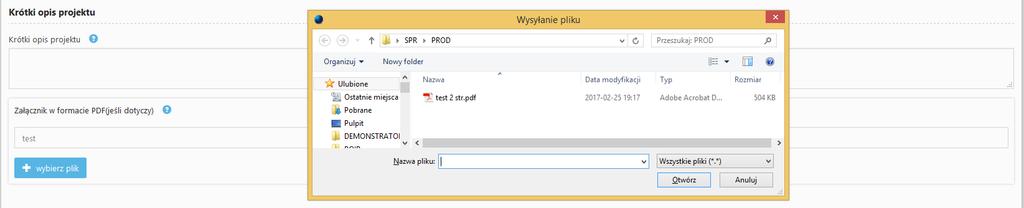 Krótki opis projektu) mogą być dodawane także w inny sposób, w pierwszej kolejności poprzez nadanie nazwy