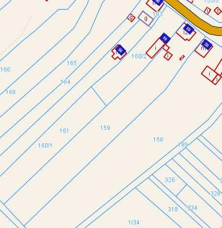 ZABUDOWA Działka oznaczona ewidencyjnie numerem 159 o powierzchni 4815 m² zabudowana budynkiem użytkowo - mieszkalnym oraz trzema budynkami gospodarczymi.