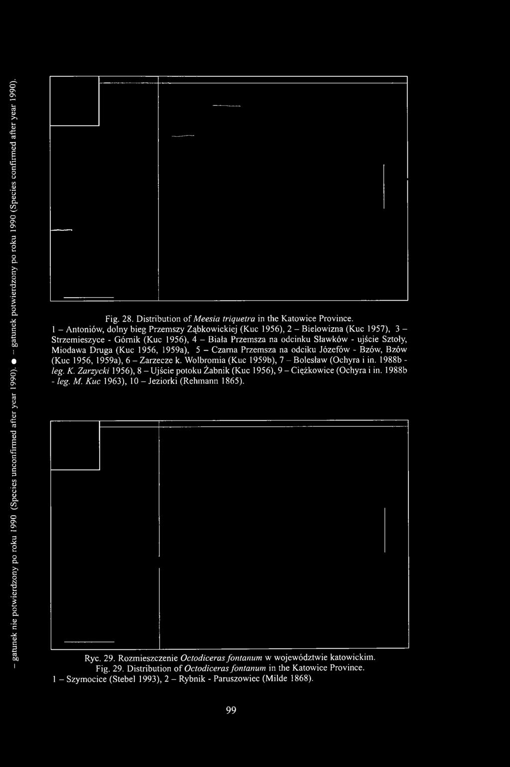 - gatunek nie potwierdzony po roku 1990 (Species unconfirmed after year 1990). - gatunek potwierdzony po roku 1990 (Species confirmed after year 1990). Fig. 28.