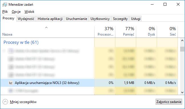 Aplikacja NOL3Starter powinna być uruchamiana automatycznie podczas startu systemu Windows.