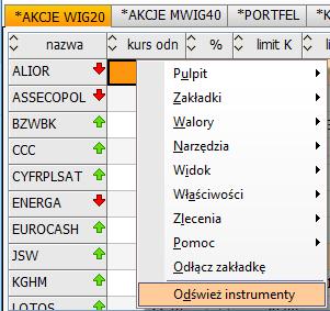 Zmiany powinny być zatwierdzone przyciskiem [Zakończ]. Ważne! Nie można modyfikować walorów w zakładach predefiniowanych.