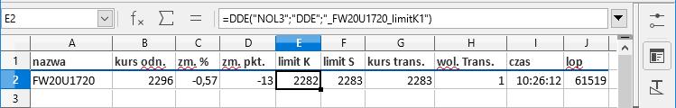 LibreOffice Calc. Konstrukcja DDE dla LibreOffice Calc będzie wyglądać następująco np.