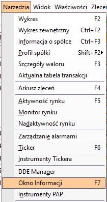 15. Okno informacji Okno informacji prezentuje depesze Polskiej