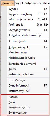 Zmiana ilości wyświetlanych ofert Opcje [Rozwiń], [Zwiń], [Rozwiń Wszystko], [Zwiń
