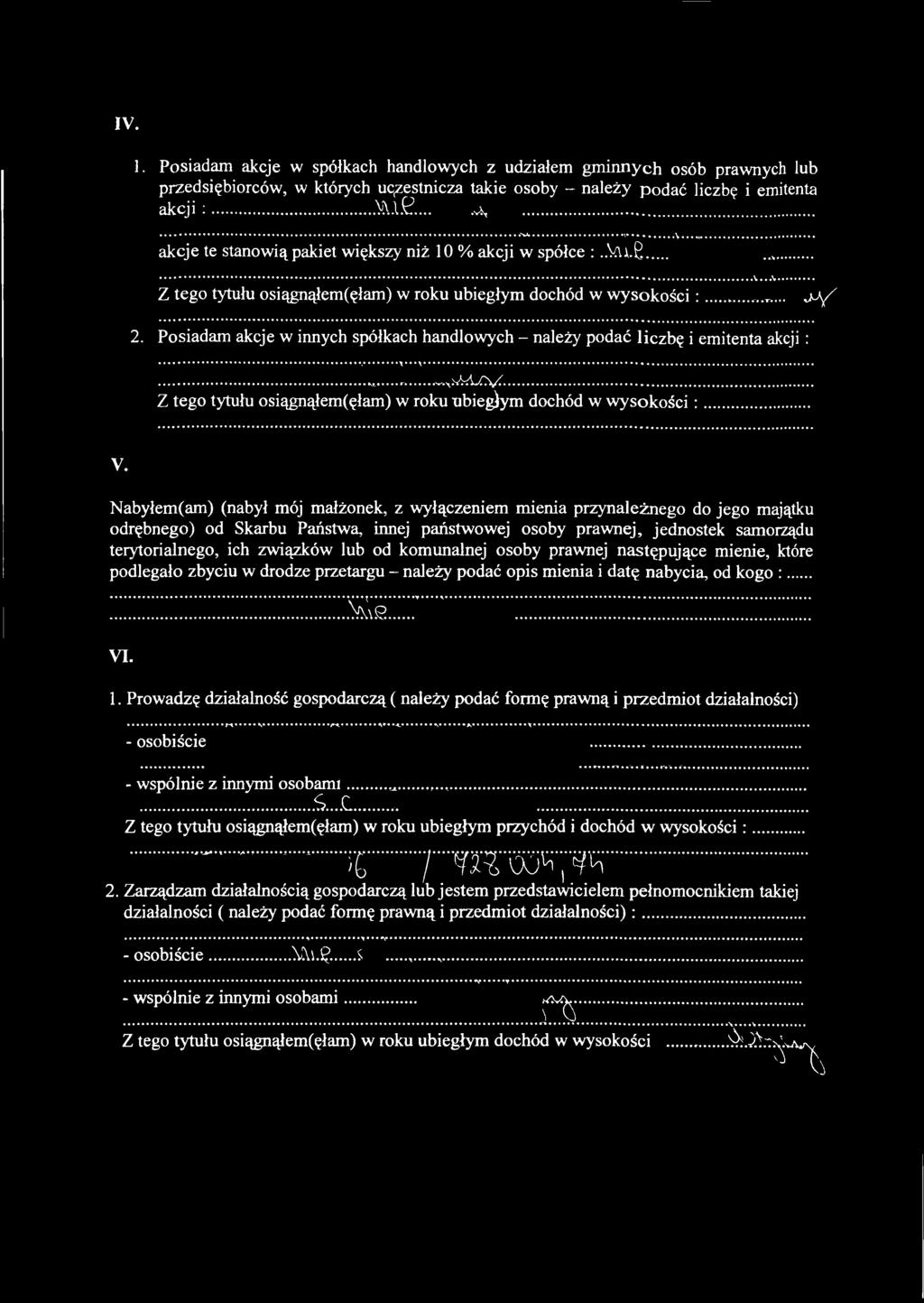 Posiadam akcje w innych spółkach handlowych - należy podać liczbę i emitenta akcji :... >AAX\/... Z tego tytułu osiągnąłem(ęłam) w roku ubiegjym dochód w wysokości: V.