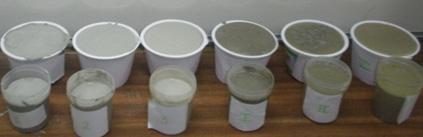 cone, h [mm] Solidification period, [day] (until the needle penetrated less than 3 mm depth) Slump flow rate of the mixture Uniaxial compressive strength, R c [MPa] Compressibility, [%] (k.j.