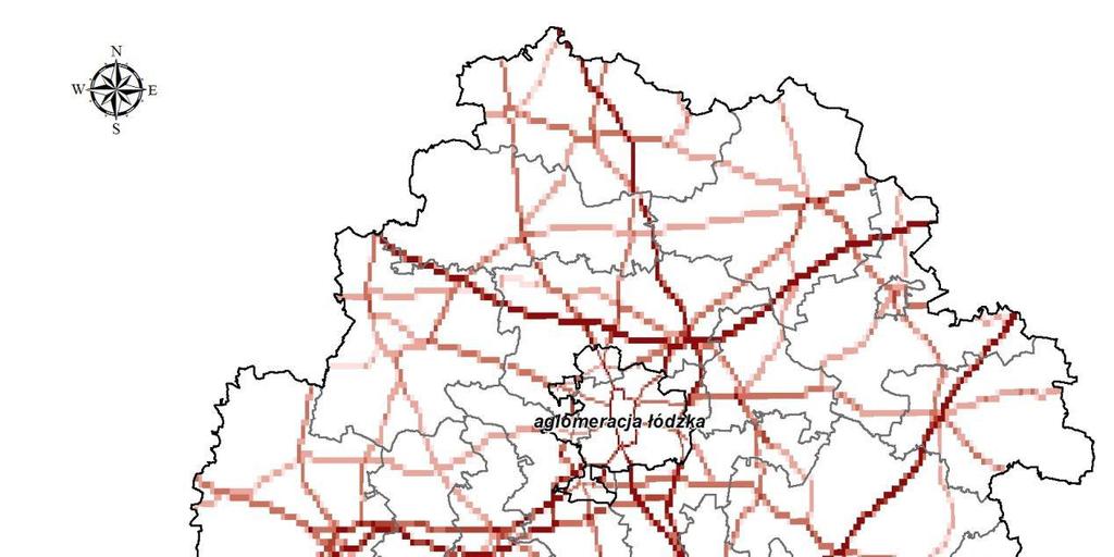 Emisja liniowa Najważniejszym źródłem emisji liniowej w całym województwie łódzkim jest transport samochodowy.