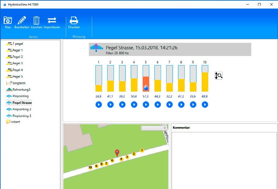 Rejestrowanie danych żaden problem Jednostka sterownicza HL 7000 posiada ustandaryzowany, wbudowany moduł GPS, który pozwala zachować pozycję, czas i datę przeprowadzonych pomiarów.