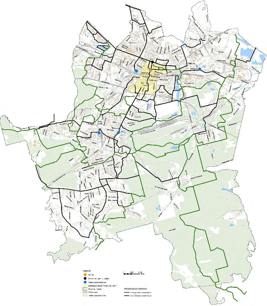 ruch rowerowy i pieszych Podstawowa sieć infrastruktury rowerowej ok.