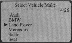 6. Instrukcja dla Land Rover 1) Klawiszami góra/dół