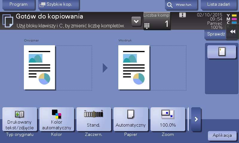 6.4 Korzystanie z funkcji kopiowania 6 6.4 Korzystanie z funkcji kopiowania 6.4.1 Sposób kopiowania 1 Załadować oryginał. 2 Dotknąć [Kopiuj]. 3 Określić format oryginału, który ma być zeskanowany.