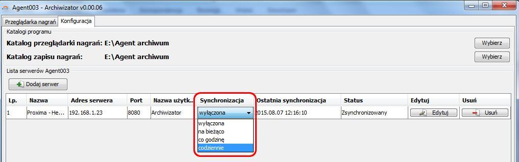 W kolumnie Ostatnia synchronizacja znajduje się informacja o dacie i czasie wykonania przez oprogramowanie ostatniej