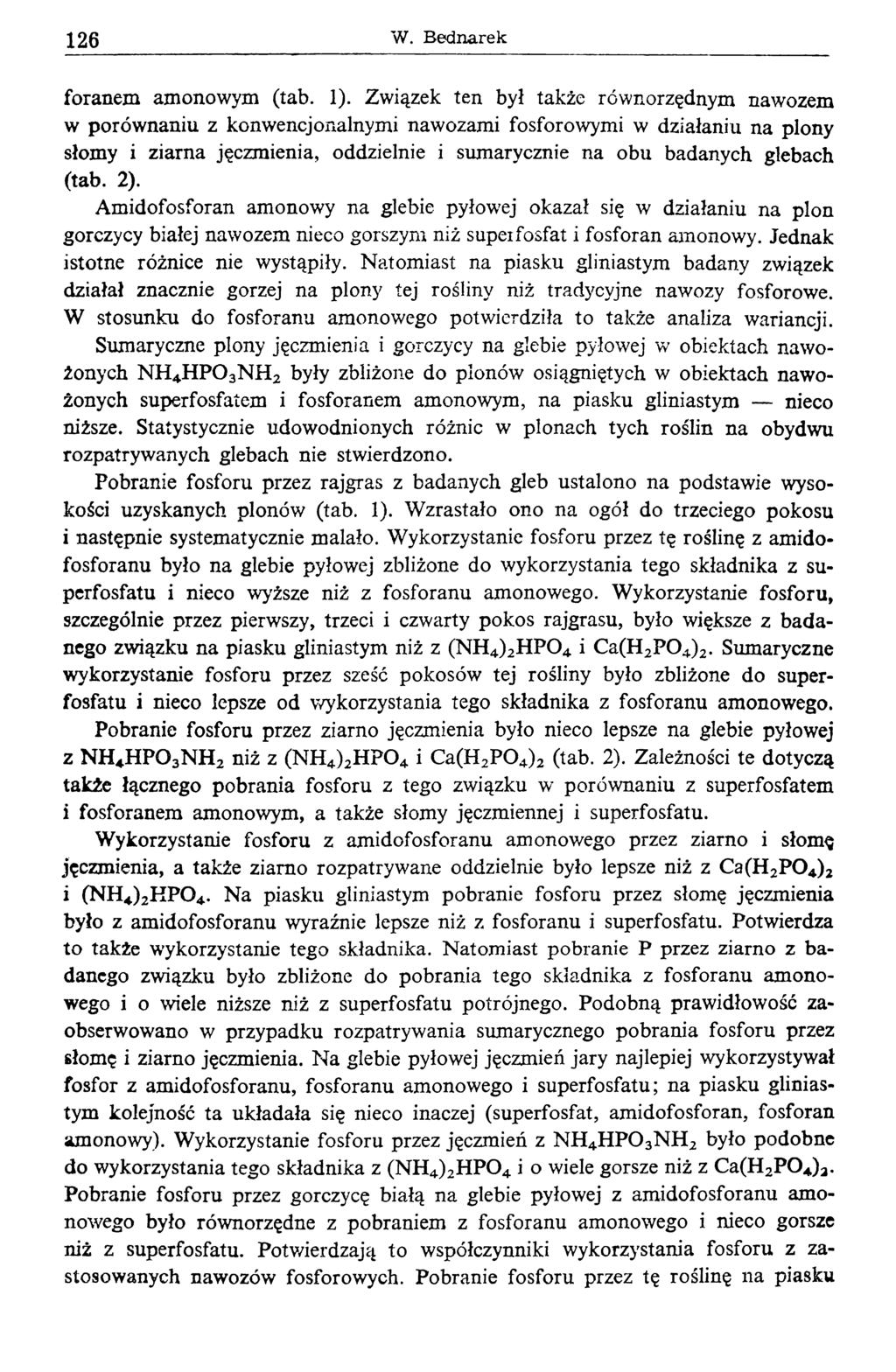 1 2 6 W. Bednarek foranem amonowym (tab. 1).