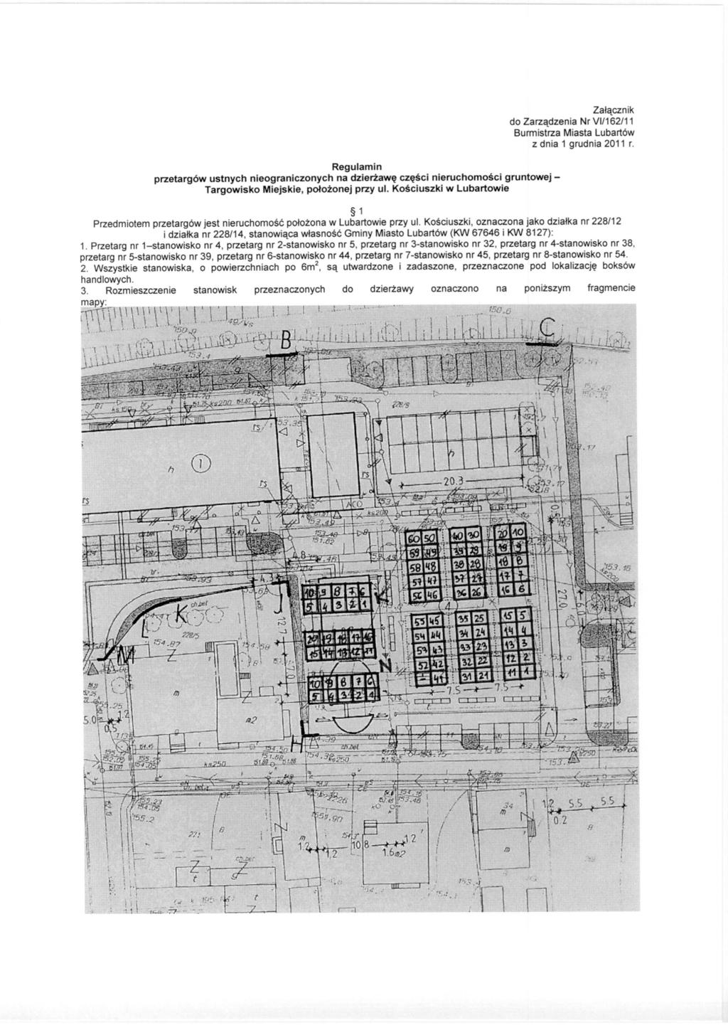 Regulamin przetargów ustnych nieograniczonych na dzierżawę części nieruchomości gruntowej - Targowisko Miejskie, położonej przy ul.