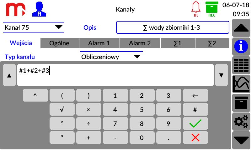 wartości dodaje wartość kanału 1, formuła (#1+#2)^(13) podnosi do potęgi 1 wartość z sumy kanałów 1 i 2, 3 formuła #1^(#2+#3) podnosi wartość kanału 1 do potęgi równej sumie wartości kanałów 2 i 3.