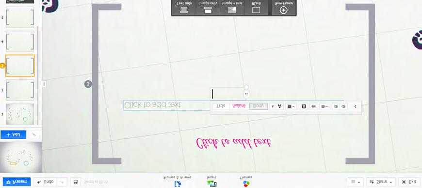 Umieszczanie prezentacji z programu PowerPoint w Prezi Rys. Edycja obszaru (widzimy narzędzia edycji w postaci paska menu).
