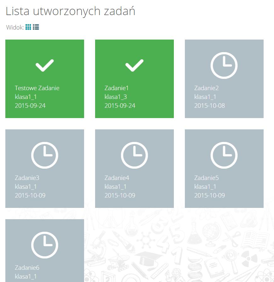 3.2. Twoje zadania Zakładka Twoje zadania otwiera listę zadań utworzonych przez zalogowanego nauczyciela.