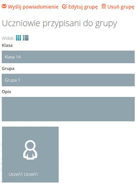 Aby zablokować wybraną grupę, należy: kliknąć kafelek klasy, kliknąć przycisk Zablokuj zlokalizowany w obrębie miniatury wybranej grupy grupa nie będzie wyświetlana na liście podczas przydzielania