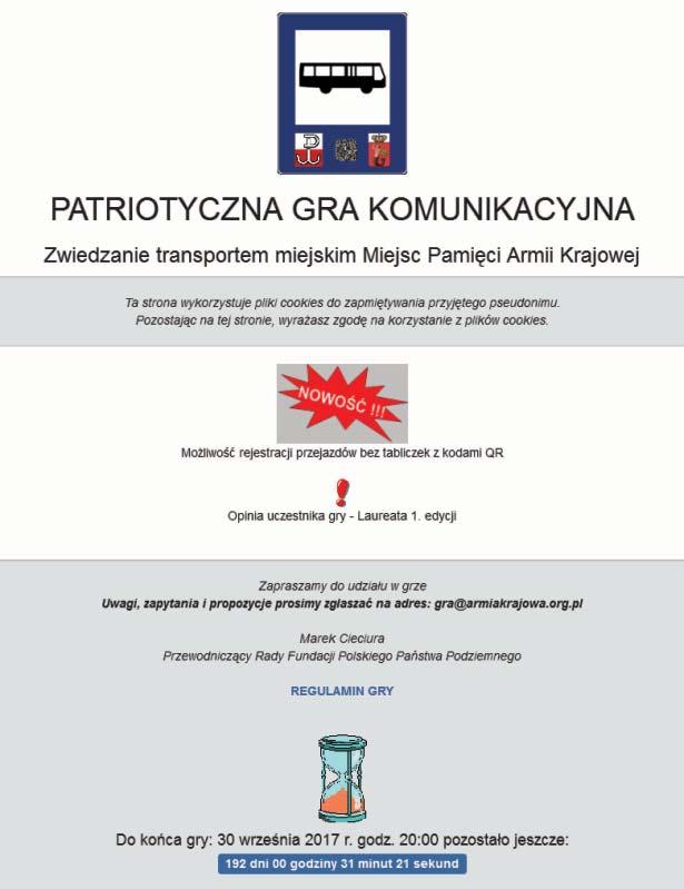 Opis Patriotycznej gry komunikacyjnej INTERFEJS GRY Po otwarciu strony internetowej