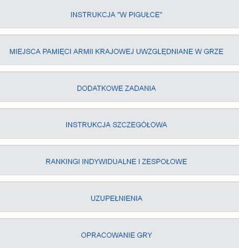 Opis Patriotycznej gry komunikacyjnej Wykaz fragmentów oprogramowania W kolejnych punktach zamieszczono informacje o poszczególnych częściach wyświetlanych na ekranie.